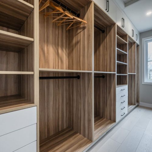 The master suite boasts a generously sized walk-in closet, providing ample space for organizing and storing your wardrobe. Elegant storage solutions ensure a clutter-free and stylish environment.