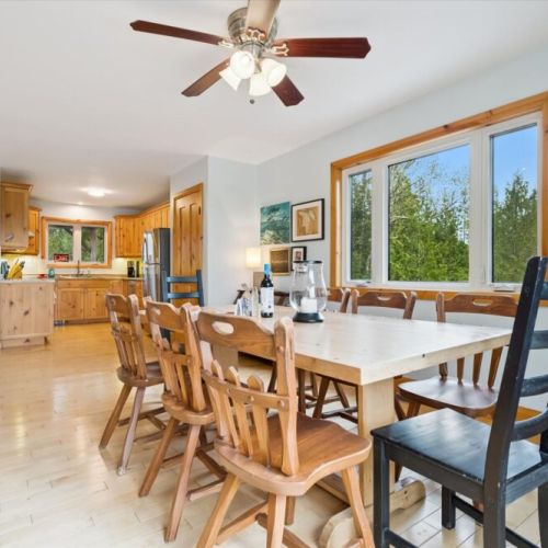 Gather everyone around the large dining table for meals, games, and quality cottage time together.