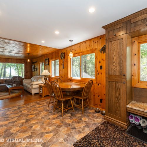 Enjoy meals surrounded by nature — the dining area offers beautiful treed views all day long.