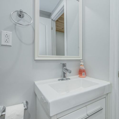Lower level half-bath powder room.