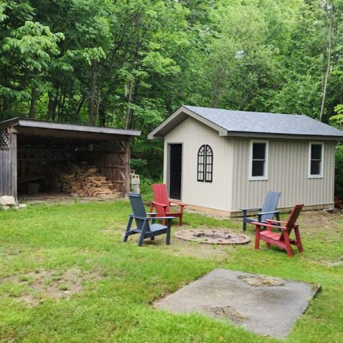 Firepit area and outdoor seating perfect for evenings under the stars.