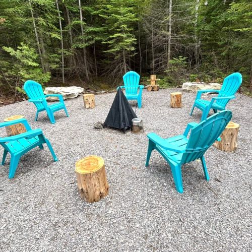 Gather 'round the fire under the stars! This private firepit is perfect for roasting marshmallows, sharing stories, and enjoying tranquil evenings in the woods.