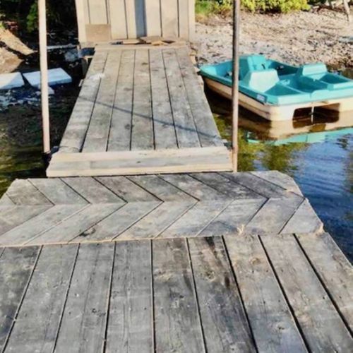 Cute little boat house. The kids love swimming from the dock.