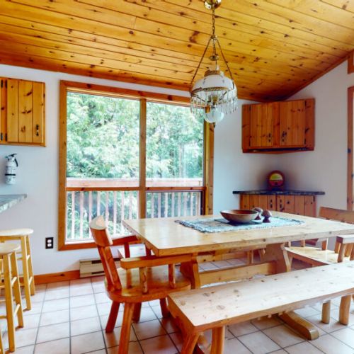 The wrap around deck is perfect for enjoying meals with the family.