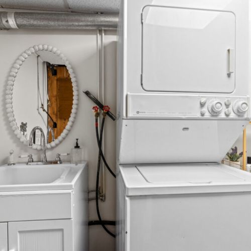 Convenient in-suite laundry makes longer stays a breeze.