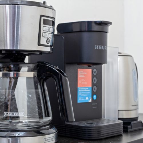 Coffee your way with both a drip coffee maker and Keurig provided.