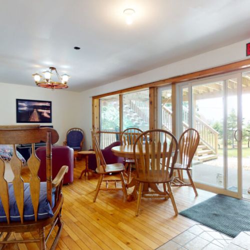 The lower level walkout provides access to the backyard and waterfront.