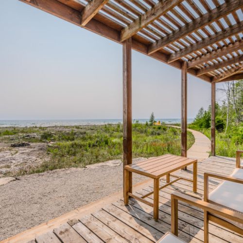 The canopy deck allows guests to enjoy the gorgeous late afternoon sun.