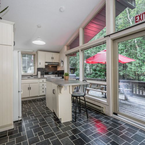 Open concept kitchen with island.