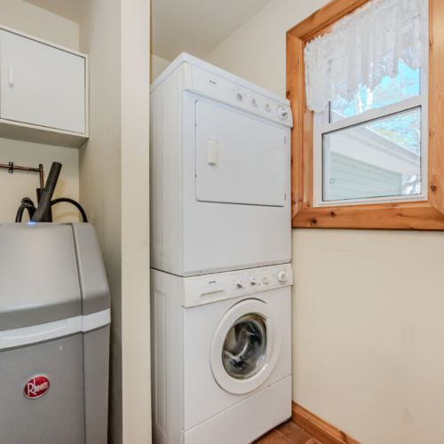 Enjoy extended stays with in-cottage laundry, complete with a full washer/dryer and storage for all your vacation needs.