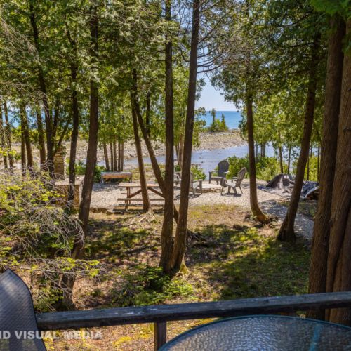 Steps to your own lakeside hangout — perfect for campfires, stargazing, and waterfront relaxation.