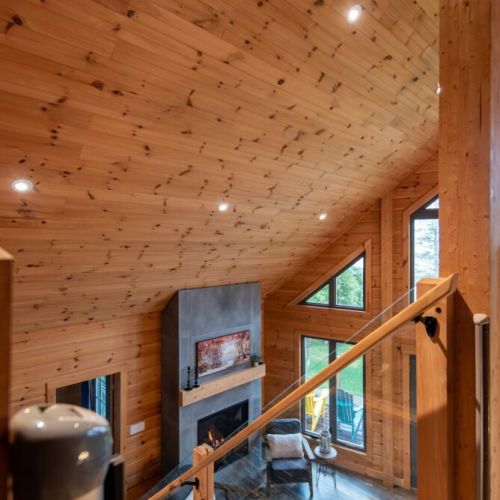 Stunning vaulted ceilings and floor-to-ceiling windows bring the outdoors inside.