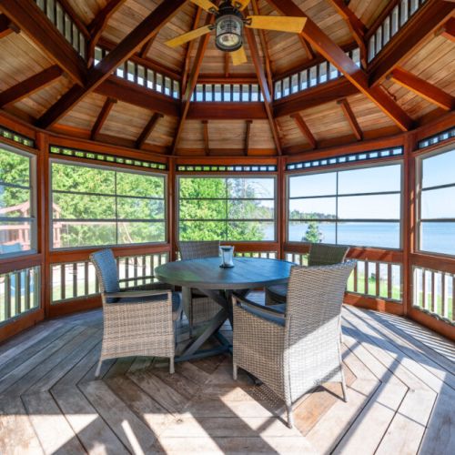 The gazebo is the perfect space for enjoying the outdoors without the interference of bugs and weather