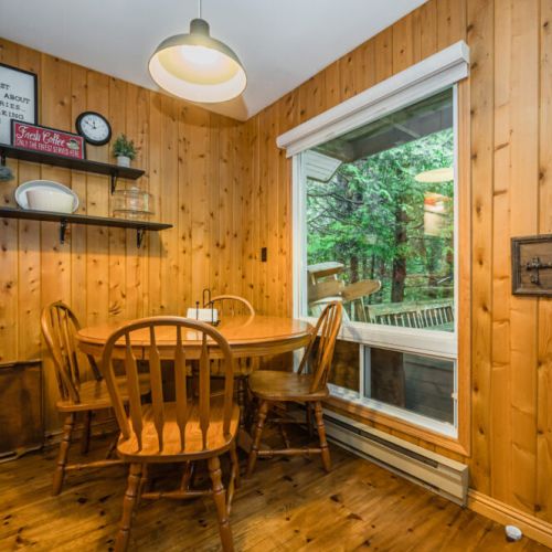 Make use of the nook with the dining table for morning coffee or an evening meal.