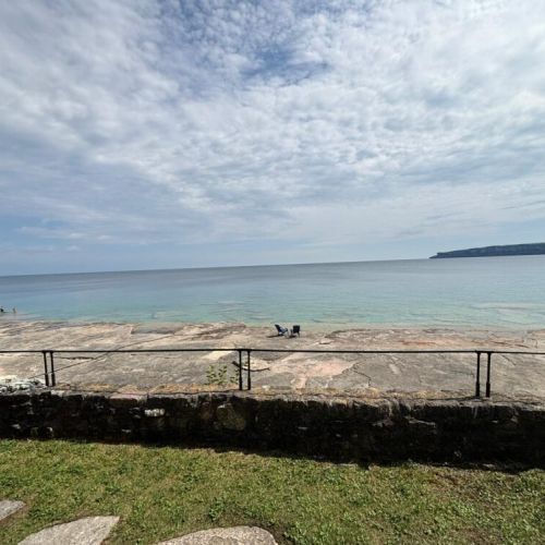 Expansive Georgian Bay views from the cottage lawn.