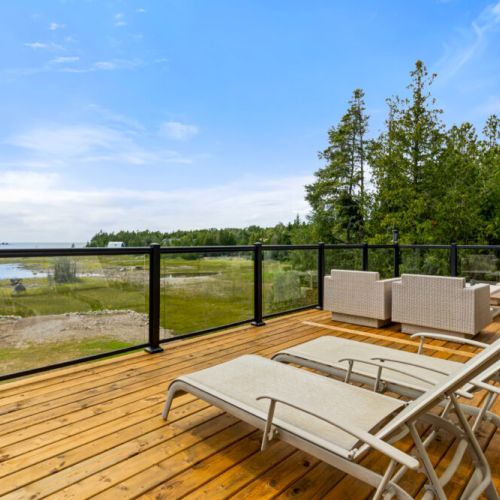 Relax on the spacious upper deck while taking in peaceful views of the bay.