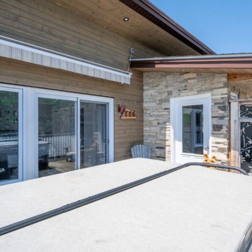 Large outdoor dining table—ideal for meals with a view.