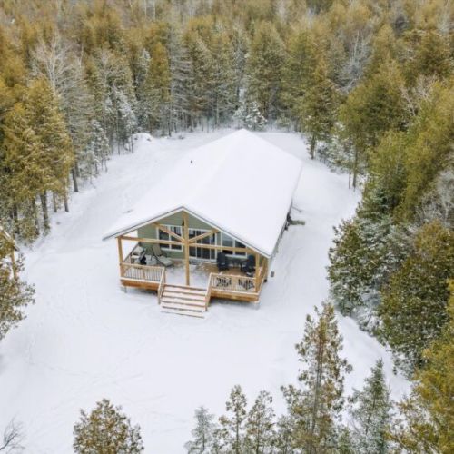 Tucked away in the woods, Woodland Cottage sits on a private, tree-lined property just minutes from the shores of Lake Huron.