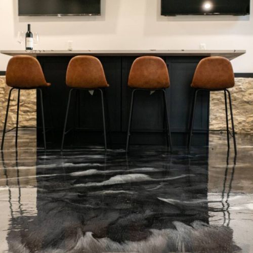 Bar style seating in the loft for snacks, drinks, and hanging out together.
