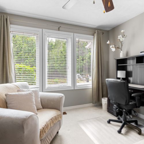 A bright and peaceful workspace provides a convenient spot for catching up on emails or planning the next day’s adventures.