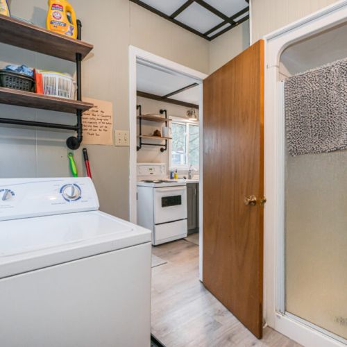 Laundry and shower just off of the kitchen.