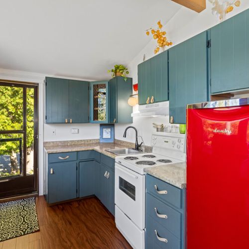 Fully equipped kitchen with everything needed to prepare meals during your getaway.