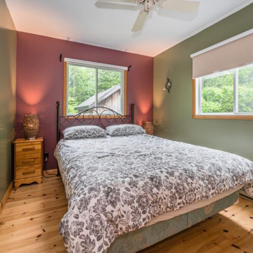 First floor bedroom with Queen sized bed with comfy sheets and a wonderful view.