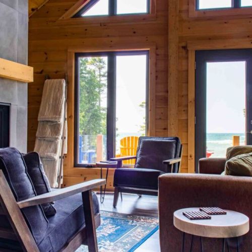 A perfect corner for conversation, coffee, or cozy nights by the fire.