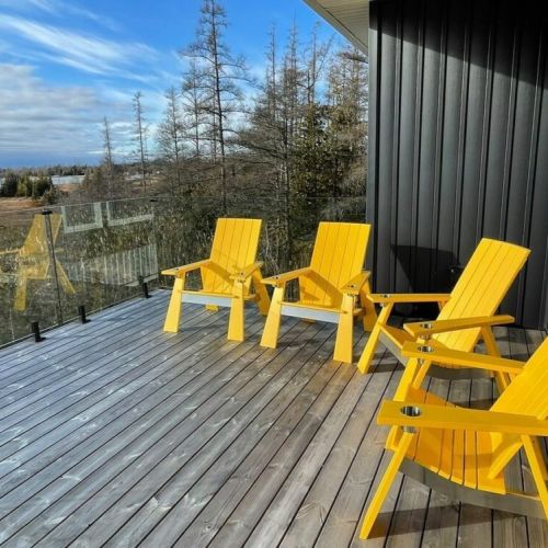 The upper veranda Muskoka lounge. The sunsets are spectacular from this location.