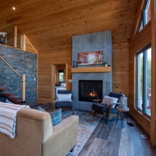 Cozy evenings by the fireplace—your perfect spot to unwind after exploring the Bruce Peninsula.