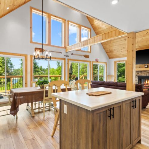 The spacious kitchen and dining area make gathering for meals easy and enjoyable.