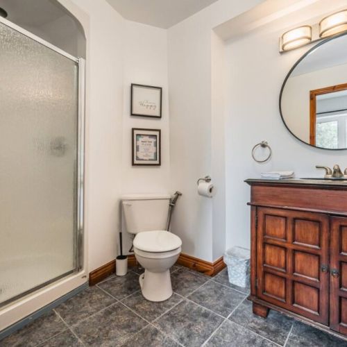 The ensuite bathroom of the third bedroom, beautifully decorated.