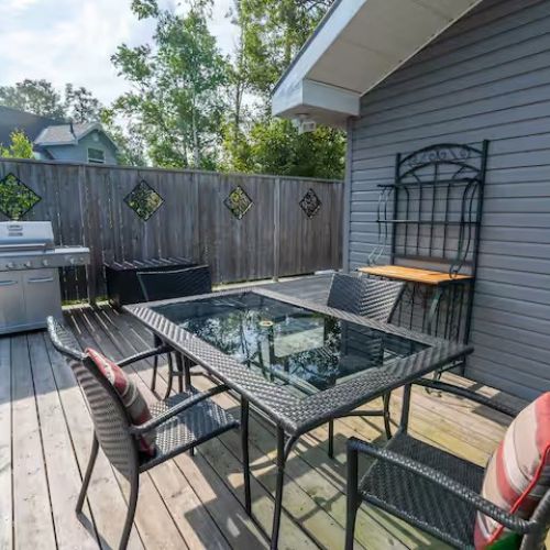 Dine al fresco on the deck with a full outdoor dining set and BBQ — ideal for summer evenings under the stars.