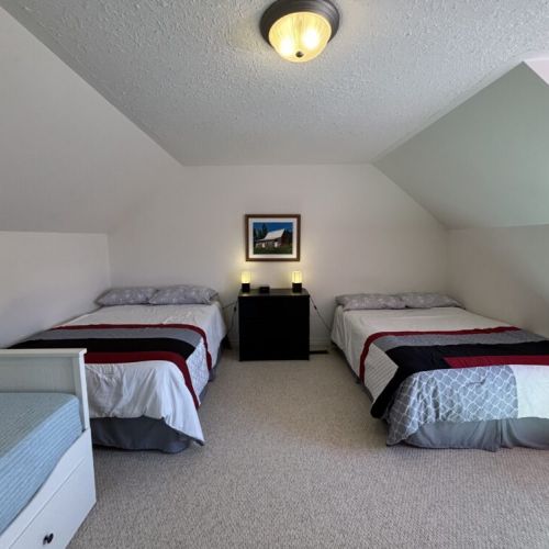 Comfortable double beds await in the guest room, promising a restful night's sleep after a day exploring the National Park or the Bruce Trail. There is an additional twin bed for use as well.
