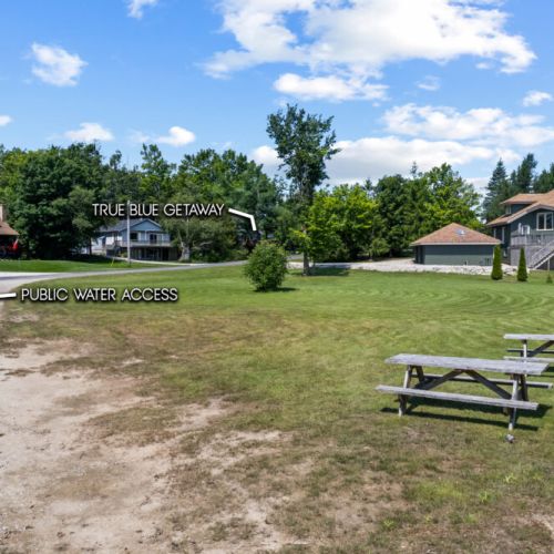 True Blue Getaway is just steps from public access to beautiful Miller Lake.