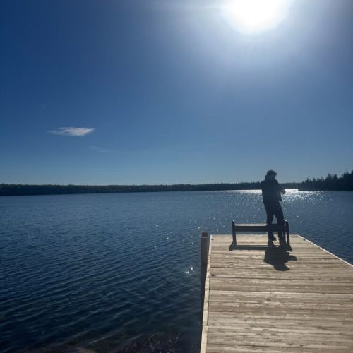 Deck at West Little Lake, which is a short 8 mins walk.