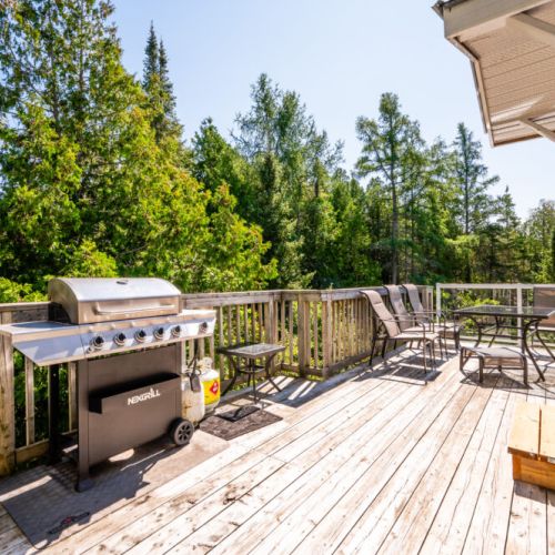 Enjoy the view while grilling with use of the deck BBQ and propane supplied for you