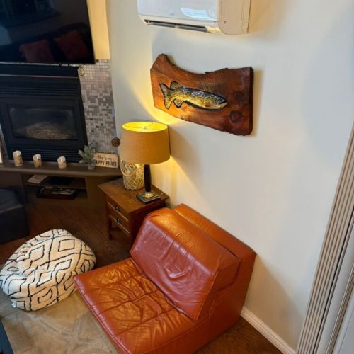 A quiet accent seating area perfect for reading or relaxing. A thoughtful touch for guests seeking comfort and downtime while traveling.