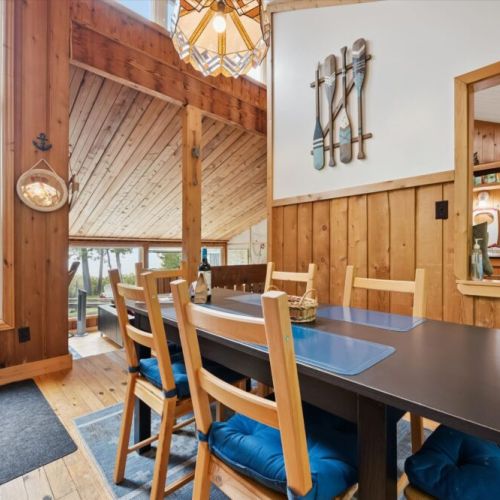 Bright dining area with plenty of seating for shared meals and family gatherings.