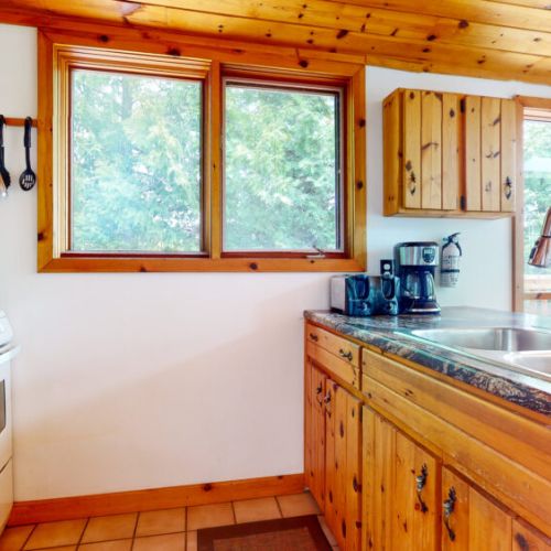 A fully equipped kitchen awaits you, with cutlery, cookery, pots and pans.