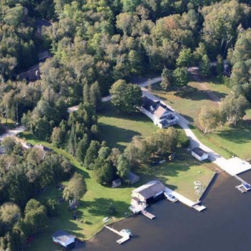 Aerial Elegance at Jack's Retreat: Discover tranquility on Little Lake with private access to the expansive Georgian Bay, a haven for nature and water enthusiasts alike