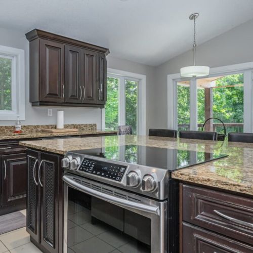 The kitchen is equipped with modern appliances.