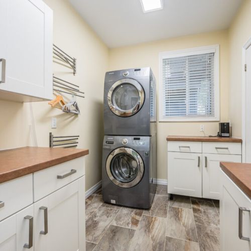 The laundry room is great to access after. along day hiking, swimming or snowshowing.
