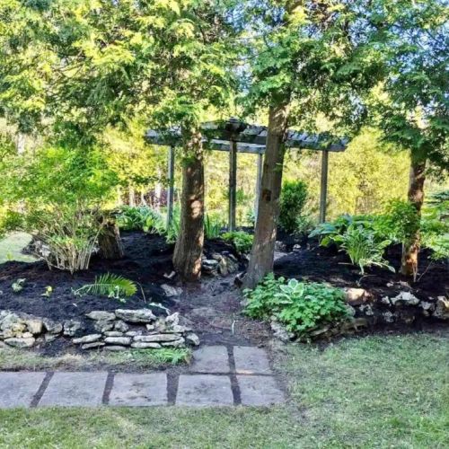 Lovely gardens surround the area.