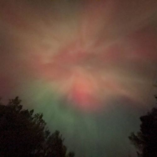 Stunning Aurora Borealis seen from the front of the cottage in the summer of 2024