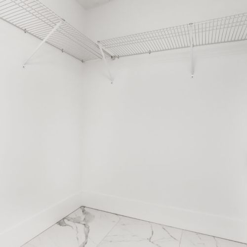 Large walk in closet with plenty of space to unpack and feel at home.