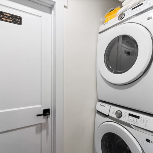 Enjoy the convenience of a stacked washer and dryer during your getaway.