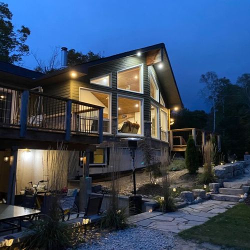 Sunset Villa is a newly built bungalow that is beautifully landscaped and maintained cottage in the beautiful Silver Birch Estates. Hot tub, exercise room and 3 decks to choose from; shade, partial sun or full sunset. Great for families.