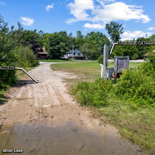 Public lake access is conveniently located just across the road from True Blue Getaway.
