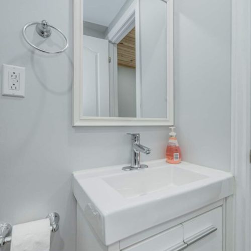 Lower level half-bath powder room.